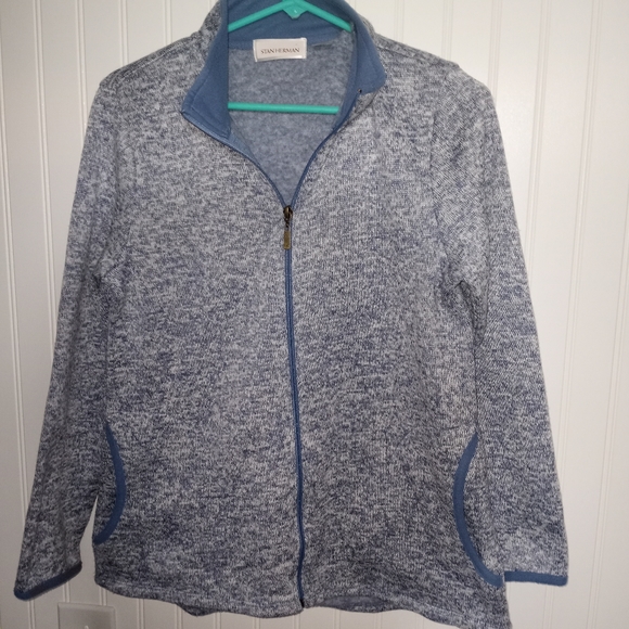 Stan Herman Static Blue Zip Up Jacket Light Coat Petite Small - Picture 1 of 4
